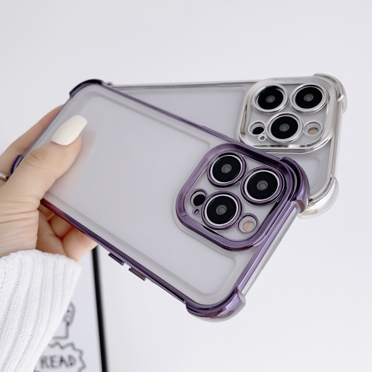 For iPhone 15 Electroplating Four-corner Shockproof Space Phone Case(Black) For iPhone 15 Electroplating Four-corner Shockproof Space Phone Case(Black)