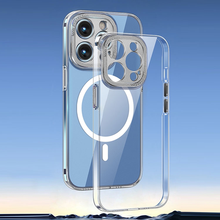 For iPhone 14 Pro wlons Crystal Clear Fine Hole MagSafe Phone Case(Black) For iPhone 14 Pro wlons Crystal Clear Fine Hole MagSafe Phone Case(Black)
