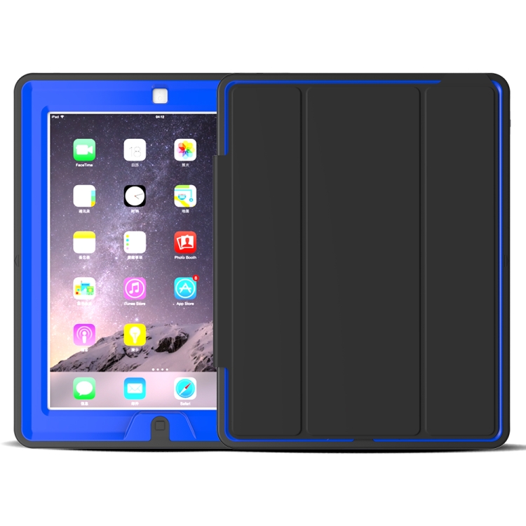For iPad 2 / 3 / 4 TPU + PC + PU Leather Case with Three-folding Holder & Sleep / Wake-up Function(Blue) For iPad 2 / 3 / 4 TPU + PC + PU Leather Case with Three-folding Holder & Sleep / Wake-up Function(Blue)