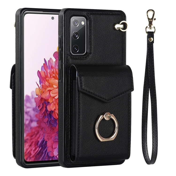 For Samsung Galaxy S20 FE Ring Holder RFID Card Slot Phone Case(Black) For Samsung Galaxy S20 FE Ring Holder RFID Card Slot Phone Case(Black)