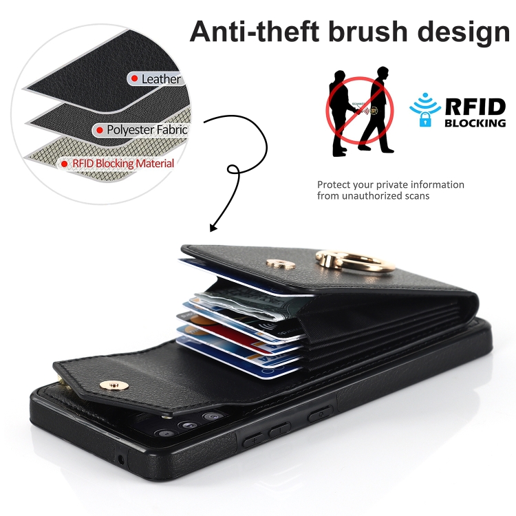 For Samsung Galaxy S20 FE Ring Holder RFID Card Slot Phone Case(Black) For Samsung Galaxy S20 FE Ring Holder RFID Card Slot Phone Case(Black)