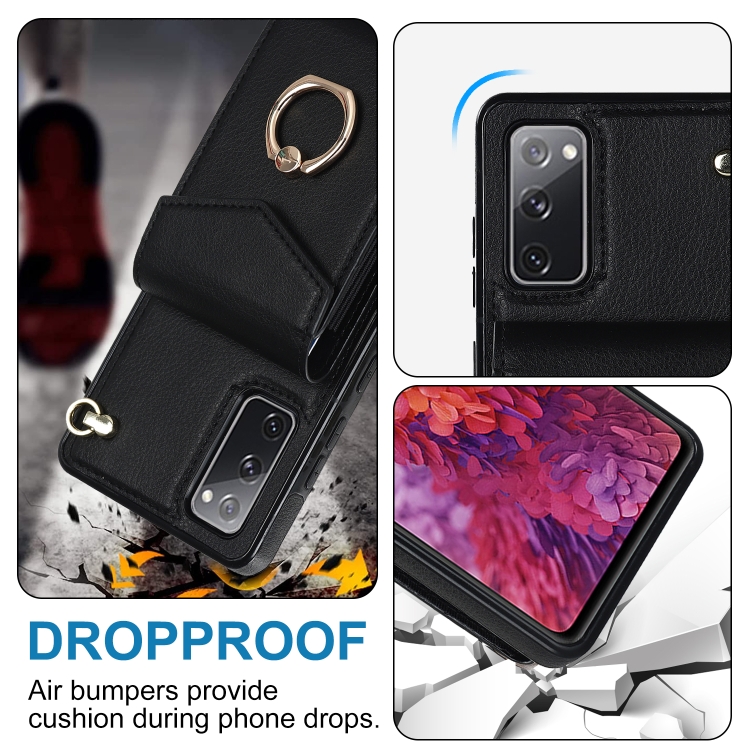 For Samsung Galaxy S20 FE Ring Holder RFID Card Slot Phone Case(Black) For Samsung Galaxy S20 FE Ring Holder RFID Card Slot Phone Case(Black)