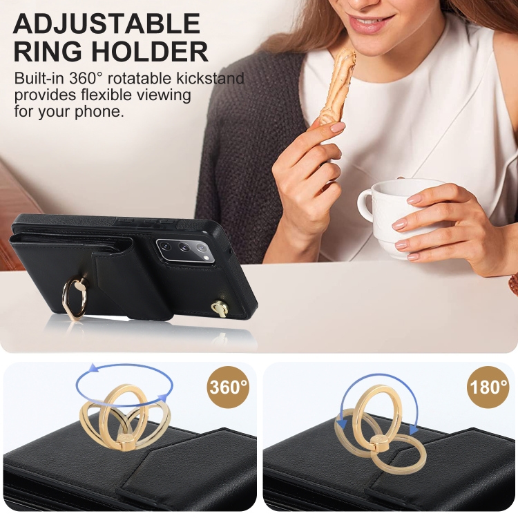 For Samsung Galaxy S20 FE Ring Holder RFID Card Slot Phone Case(Black) For Samsung Galaxy S20 FE Ring Holder RFID Card Slot Phone Case(Black)