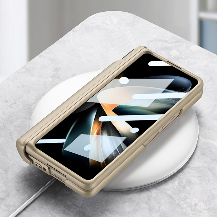 For Samsung Galaxy Z Fold4 GKK Magnetic Fold Hinge Shockproof Phone Case with Wrist Strap(Gold) For Samsung Galaxy Z Fold4 GKK Magnetic Fold Hinge Shockproof Phone Case with Wrist Strap(Gold)