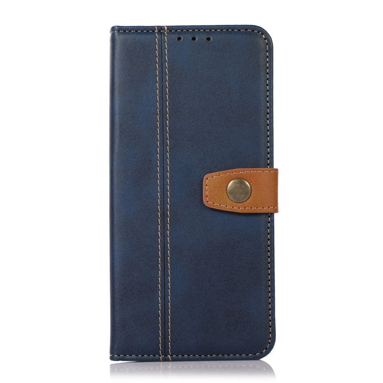 For Samsung Galaxy S23 Ultra 5G Stitching Thread Calf Texture Leather Phone Case(Blue)