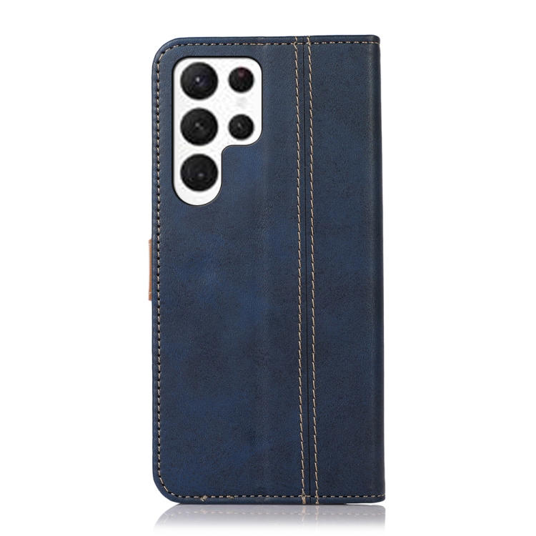 For Samsung Galaxy S23 Ultra 5G Stitching Thread Calf Texture Leather Phone Case(Blue)