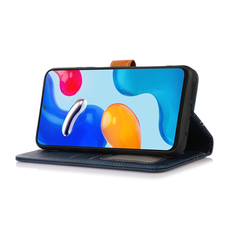 For Samsung Galaxy S23 Ultra 5G Stitching Thread Calf Texture Leather Phone Case(Blue)