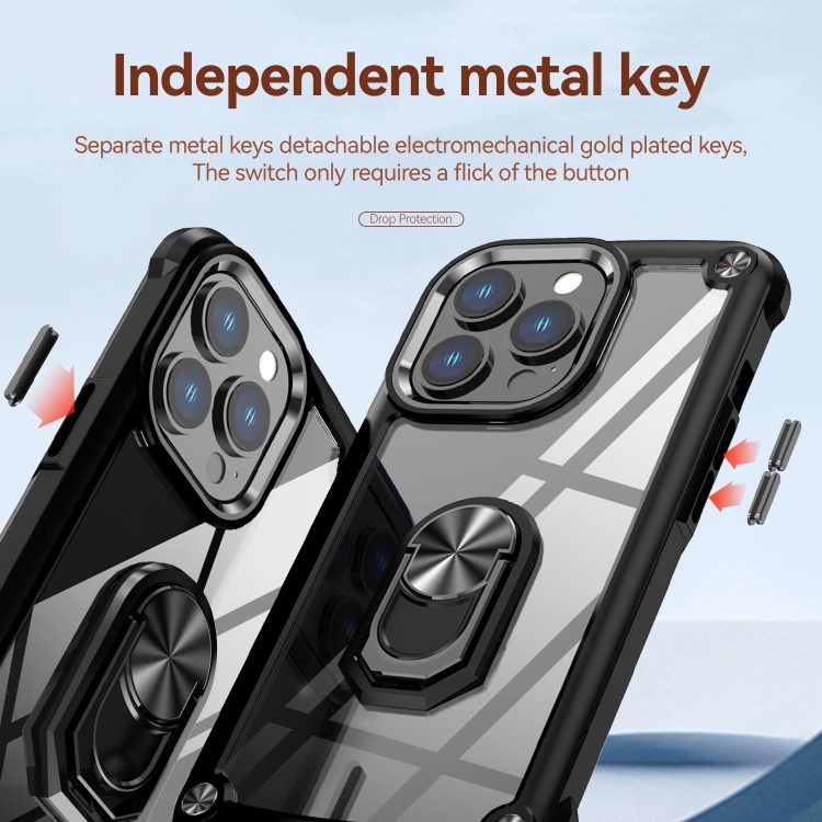 For iPhone 11 Pro TPU + PC Lens Protection Phone Case with Ring Holder(Black)