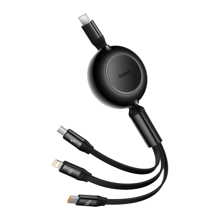 Baseus Bright Mirror 3 in 1 USB-C / Type-C 100W Telescopic Data Cable, Length: 1.2m(Black)