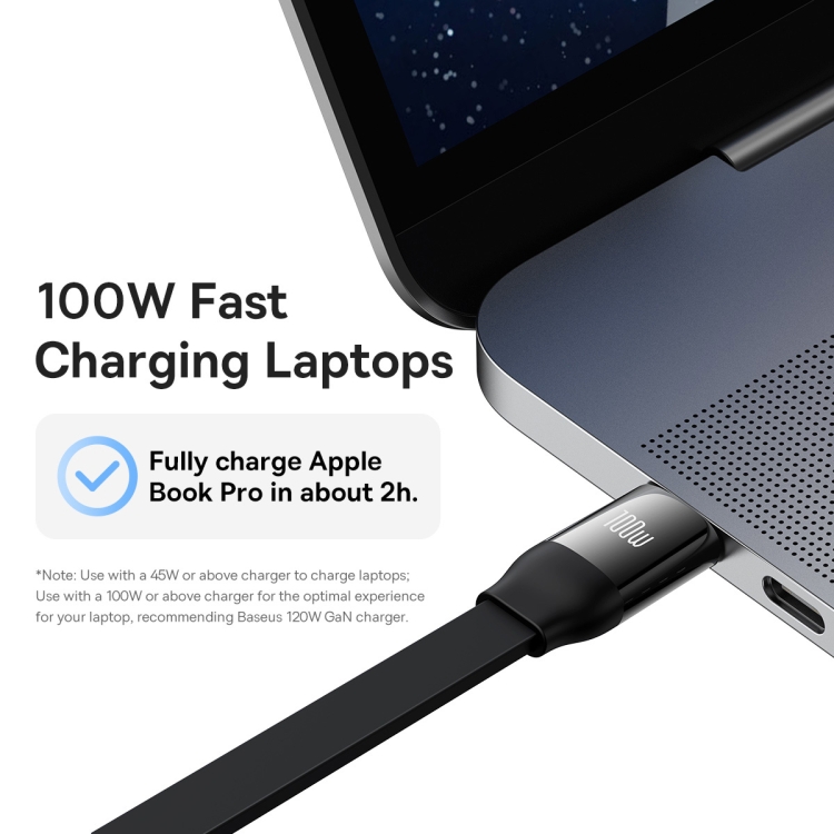 Baseus Bright Mirror 3 in 1 USB-C / Type-C 100W Telescopic Data Cable, Length: 1.2m(Black)