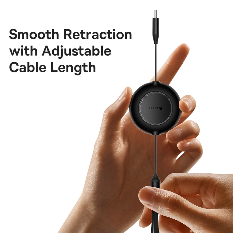 Baseus Bright Mirror 3 in 1 USB-C / Type-C 100W Telescopic Data Cable, Length: 1.2m(Black)