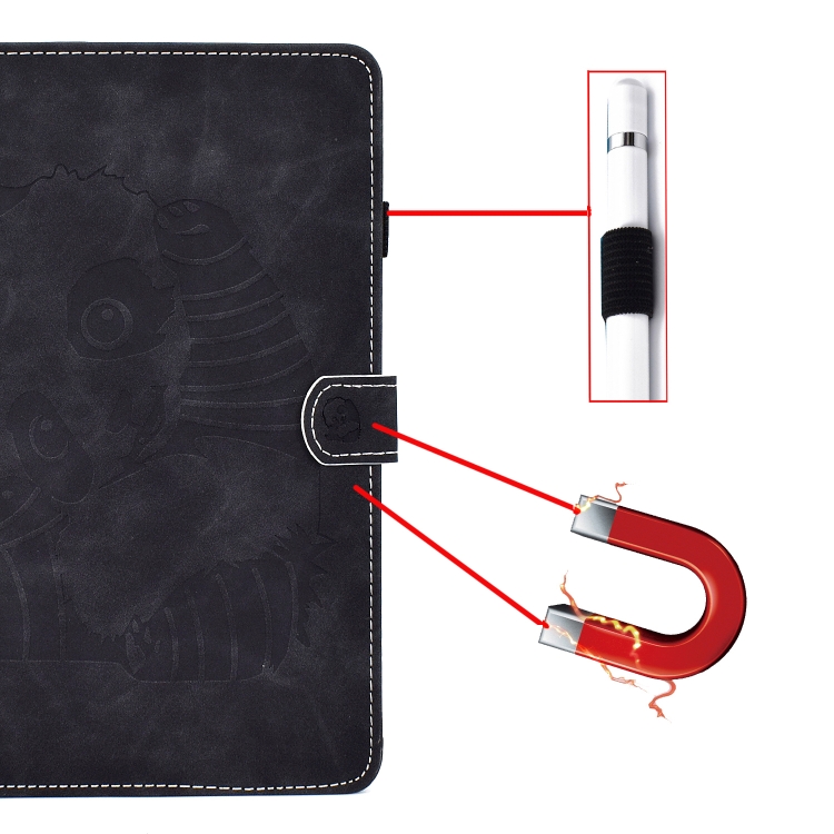For iPad Air (2019) Embossing Panda Sewing Thread Horizontal Painted Flat Leather Case with Sleep Function & Pen Cover & Anti Skid Strip & Card Slot & Holder(Black) For iPad Air (2019) Embossing Panda Sewing Thread Horizontal Painted Flat Leather Case with Sleep Function & Pen Cover & Anti Skid Strip & Card Slot & Holder(Black)