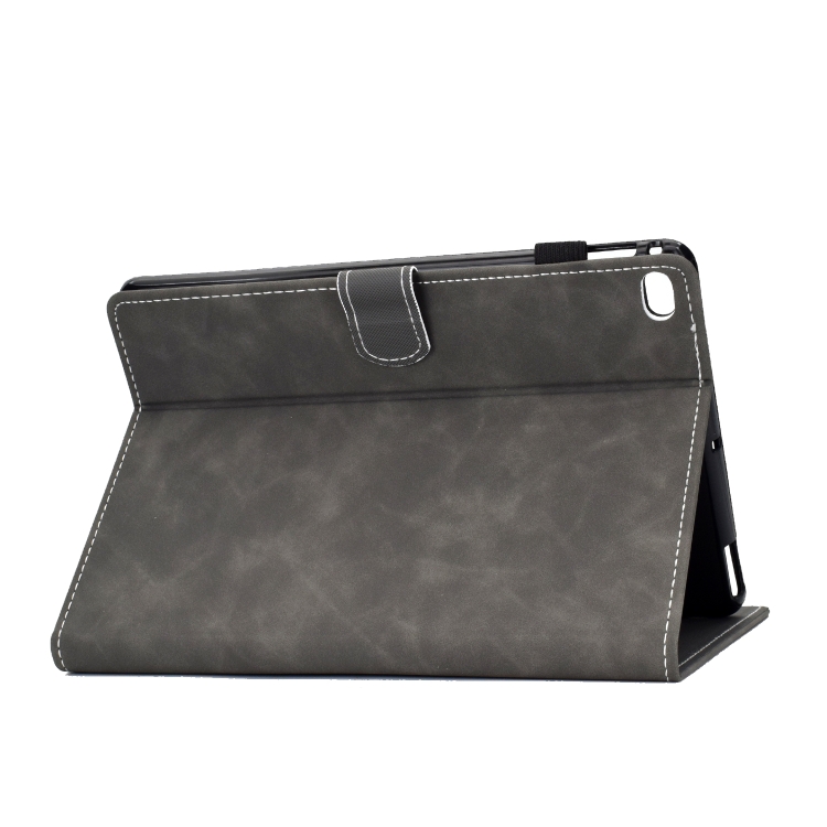 For iPad Air 2 Embossing Sewing Thread Horizontal Painted Flat Leather Case with Sleep Function & Pen Cover & Anti Skid Strip & Card Slot & Holder(Gray) For iPad Air 2 Embossing Sewing Thread Horizontal Painted Flat Leather Case with Sleep Function & Pen Cover & Anti Skid Strip & Card Slot & Holder(Gray)