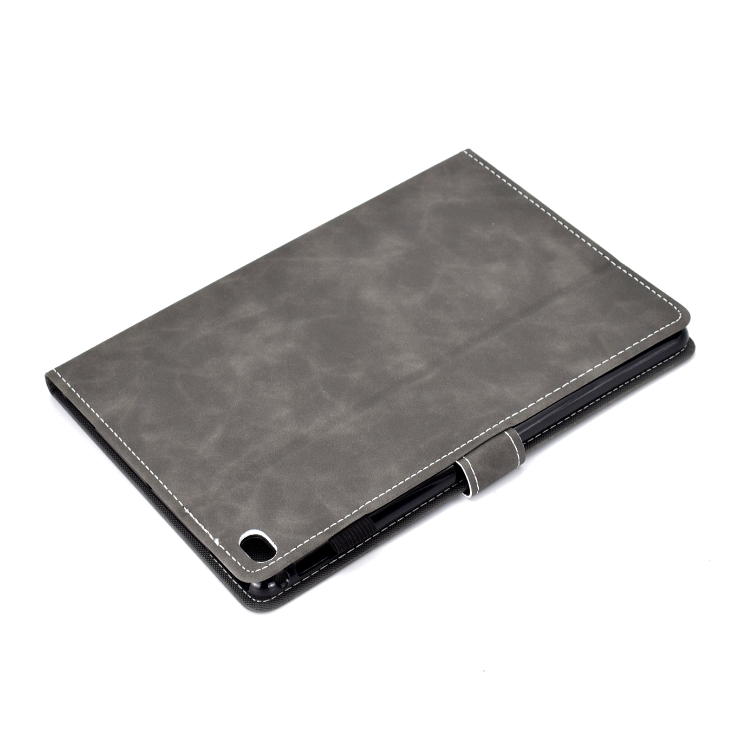For iPad Air 2 Embossing Sewing Thread Horizontal Painted Flat Leather Case with Sleep Function & Pen Cover & Anti Skid Strip & Card Slot & Holder(Gray) For iPad Air 2 Embossing Sewing Thread Horizontal Painted Flat Leather Case with Sleep Function & Pen Cover & Anti Skid Strip & Card Slot & Holder(Gray)