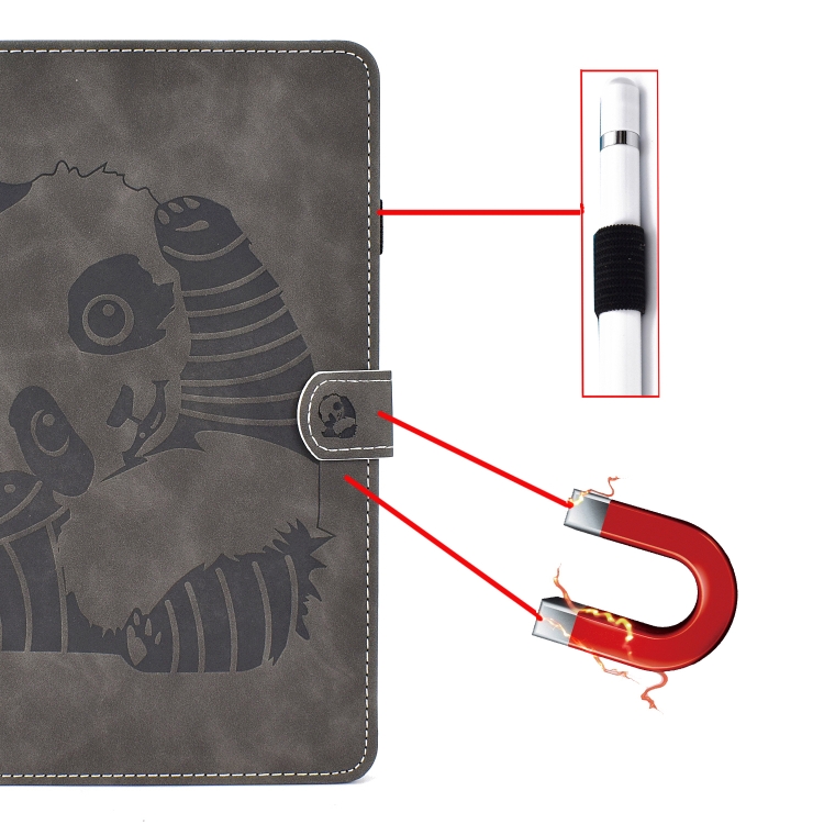 For iPad Air 2 Embossing Sewing Thread Horizontal Painted Flat Leather Case with Sleep Function & Pen Cover & Anti Skid Strip & Card Slot & Holder(Gray) For iPad Air 2 Embossing Sewing Thread Horizontal Painted Flat Leather Case with Sleep Function & Pen Cover & Anti Skid Strip & Card Slot & Holder(Gray)