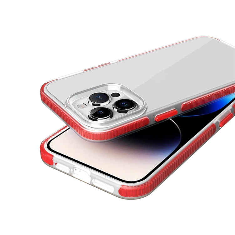 For iPhone 14 Pro Two-color Shockproof High Transparency TPU Phone Case(Red) For iPhone 14 Pro Two-color Shockproof High Transparency TPU Phone Case(Red)