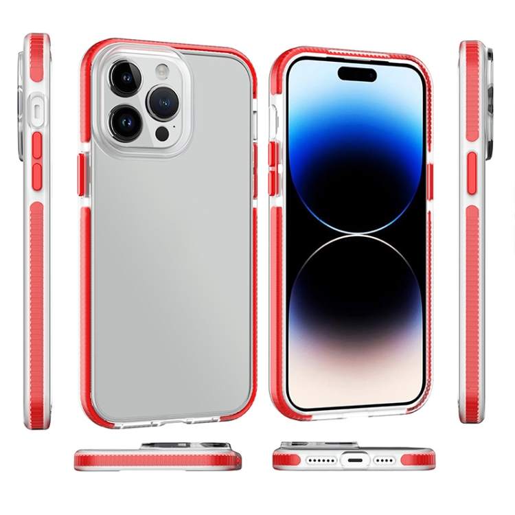For iPhone 14 Pro Two-color Shockproof High Transparency TPU Phone Case(Red) For iPhone 14 Pro Two-color Shockproof High Transparency TPU Phone Case(Red)