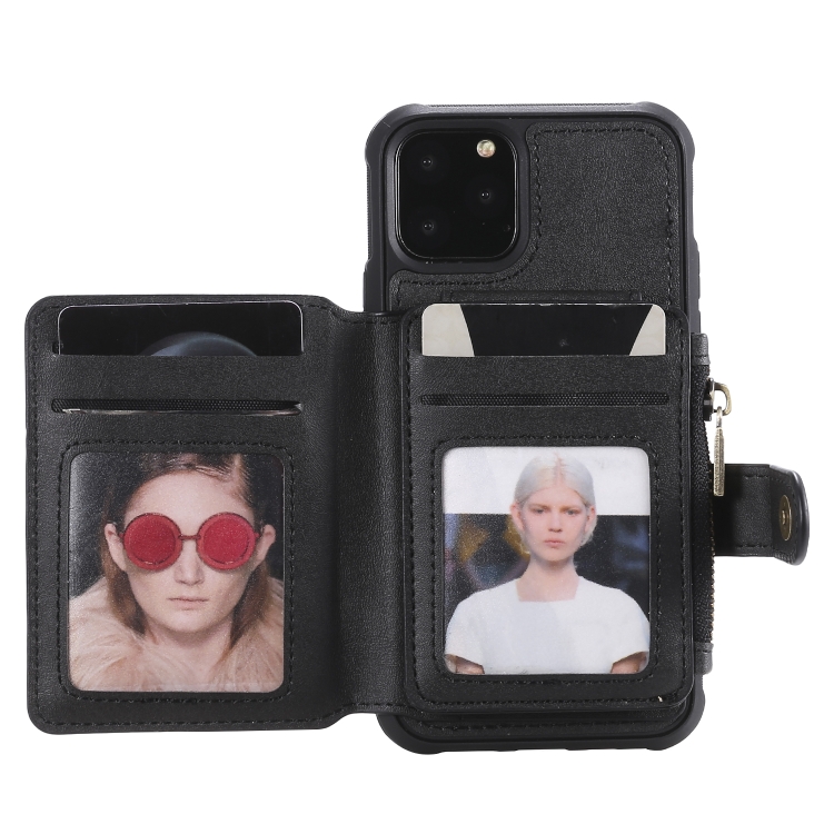 For iPhone 11 Pro Zipper Shockproof Protective Case with Card Slots & Bracket & Photo Holder & Wallet Function(Black) For iPhone 11 Pro Zipper Shockproof Protective Case with Card Slots & Bracket & Photo Holder & Wallet Function(Black)