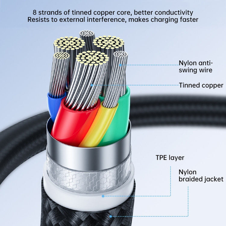 JOYROOM 3A USB to Type-C Surpass Series Fast Charging Data Cable, Length:0.25m(Black) - B3