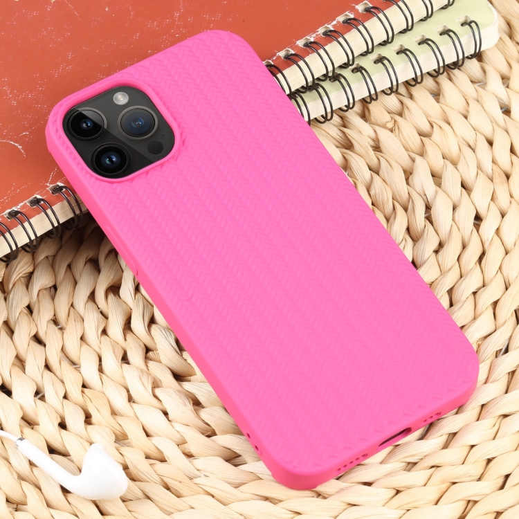For iPhone 14 Pro Weave Texture Silicone Phone Case(Rose Red) For iPhone 14 Pro Weave Texture Silicone Phone Case(Rose Red)