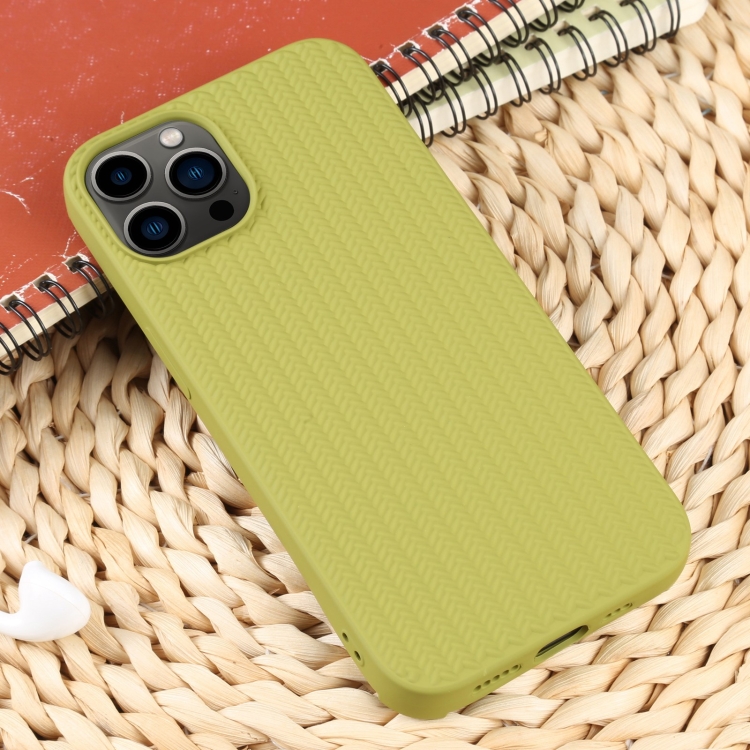 For iPhone 13 Pro Weave Texture Silicone Phone Case Green