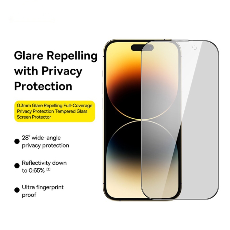 For iPhone 14 / 13 Pro / 13 Baseus 0.3mm AR Transparent Full Screen Anti-peep Tempered Glass Film