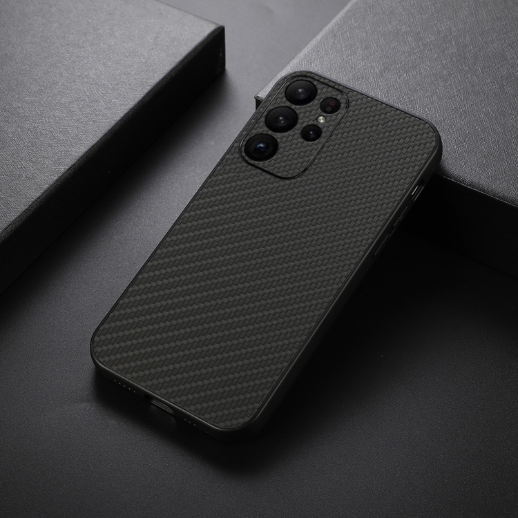 For Samsung Galaxy S23 Ultra 5G Accurate Hole Carbon Fiber Texture PU Phone Case(Black) For Samsung Galaxy S23 Ultra 5G Accurate Hole Carbon Fiber Texture PU Phone Case(Black)