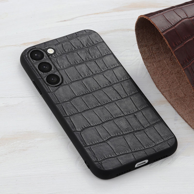 For Samsung Galaxy S23+ 5G Crocodile Texture Genuine Leather Phone Case(Black) For Samsung Galaxy S23+ 5G Crocodile Texture Genuine Leather Phone Case(Black)