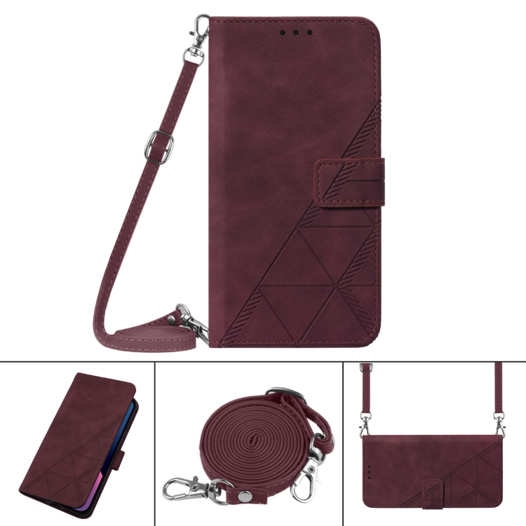For Samsung Galaxy S23 Ultra 5G Crossbody 3D Embossed Flip Leather Phone Case(Wine Red) For Samsung Galaxy S23 Ultra 5G Crossbody 3D Embossed Flip Leather Phone Case(Wine Red)