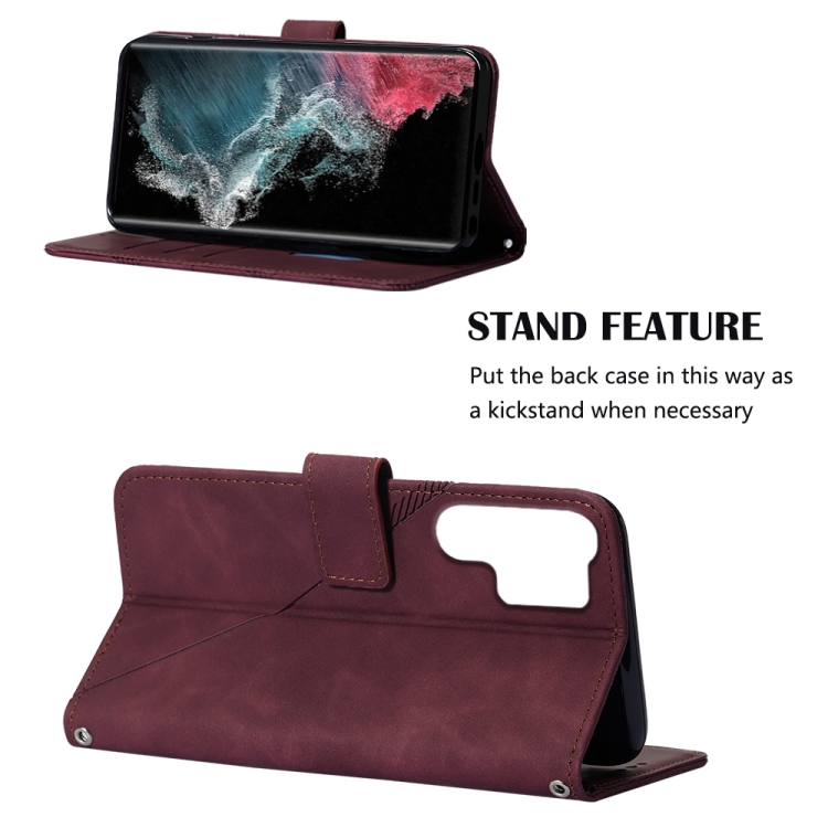 For Samsung Galaxy S23 Ultra 5G Crossbody 3D Embossed Flip Leather Phone Case(Wine Red) For Samsung Galaxy S23 Ultra 5G Crossbody 3D Embossed Flip Leather Phone Case(Wine Red)