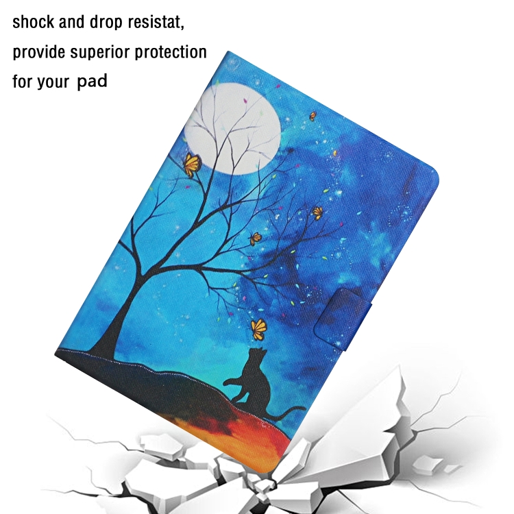 For iPad 10th Gen 10.9 2022 Colored Drawing Pattern Flip Leather Smart Tablet Case(Moonlight Cat) For iPad 10th Gen 10.9 2022 Colored Drawing Pattern Flip Leather Smart Tablet Case(Moonlight Cat)