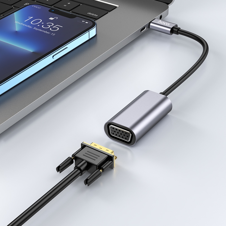 hoco UA21 Origin 1920x1080P USB-C / Type-C to VGA Converter(Tarnish) - 4