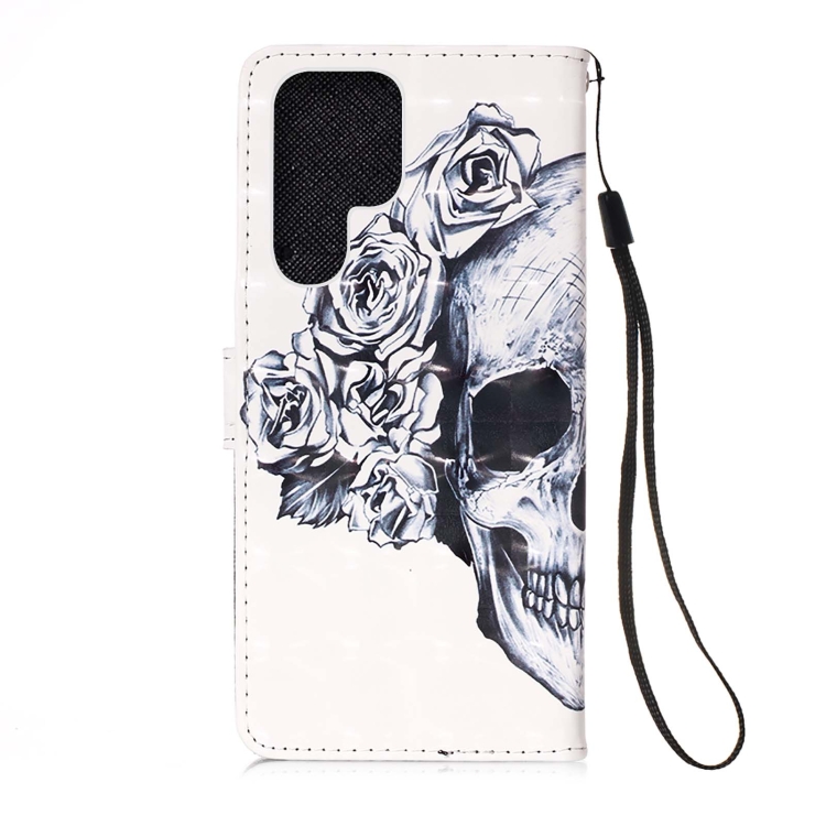 For Samsung Galaxy S23 Ultra 5G 3D Painting Horizontal Flip Leather Phone Case(Skull)