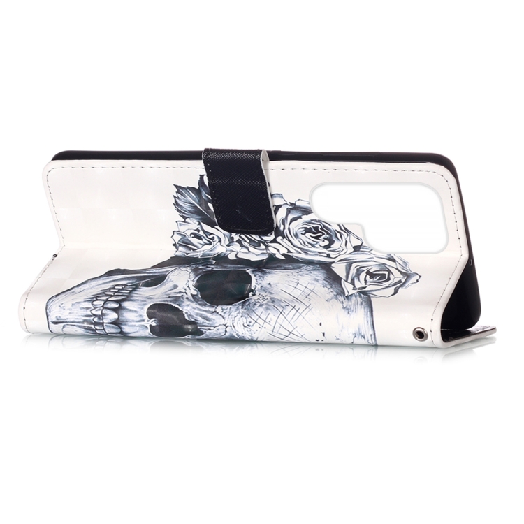 For Samsung Galaxy S23 Ultra 5G 3D Painting Horizontal Flip Leather Phone Case(Skull)