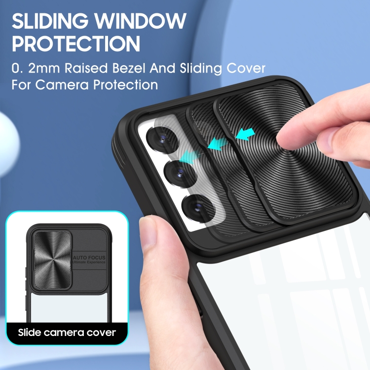 For Samsung Galaxy S22+ 5G 360 degree Full Coverage Sliding Camshield Phone Case(Black) For Samsung Galaxy S22+ 5G 360 degree Full Coverage Sliding Camshield Phone Case(Black)