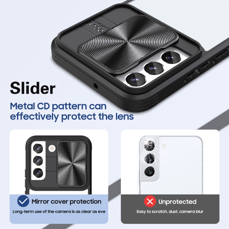 For Samsung Galaxy S22+ 5G 360 degree Full Coverage Sliding Camshield Phone Case(Black) For Samsung Galaxy S22+ 5G 360 degree Full Coverage Sliding Camshield Phone Case(Black)