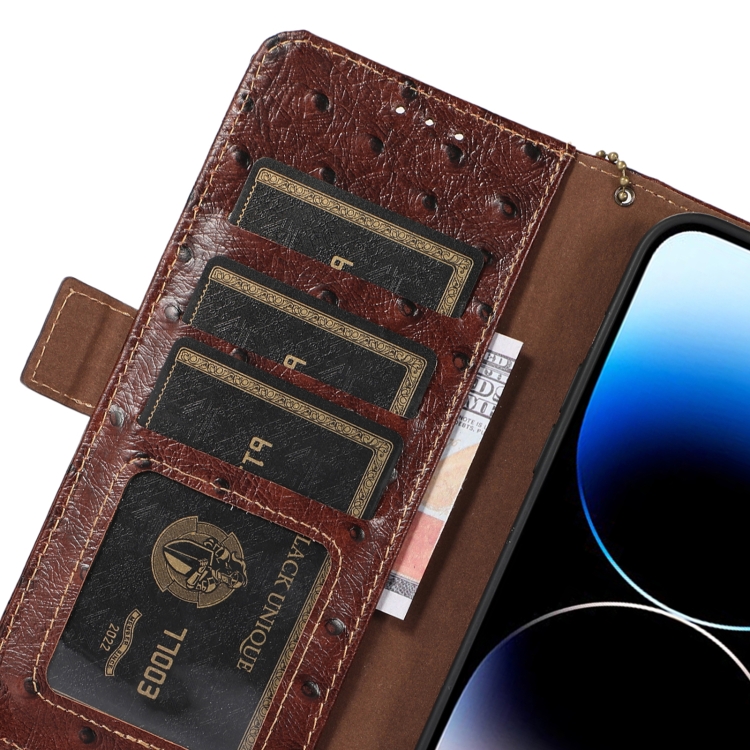 For Samsung Galaxy S23+ 5G Ostrich Pattern Genuine Leather RFID Phone Case(Coffee) For Samsung Galaxy S23+ 5G Ostrich Pattern Genuine Leather RFID Phone Case(Coffee)