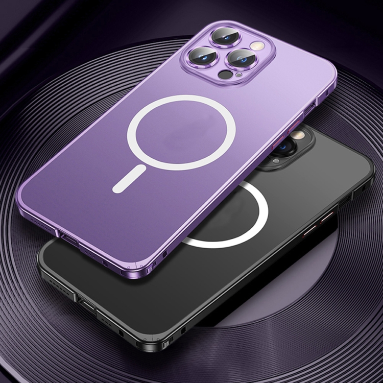 For iPhone 13 Spring Buckle Metal Frosted Magsafe Phone Case(Black) For iPhone 13 Spring Buckle Metal Frosted Magsafe Phone Case(Black)