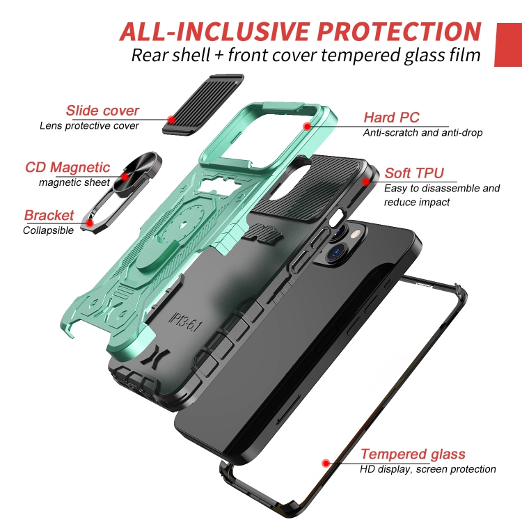 For iPhone 14 Plus All-inclusive PC TPU Glass Film Integral Phone Case(Green) For iPhone 14 Plus All-inclusive PC TPU Glass Film Integral Phone Case(Green)