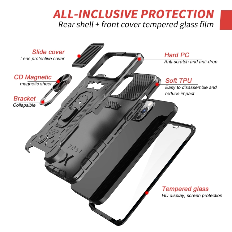For iPhone 11 Pro All-inclusive PC TPU Glass Film Integral Phone Case(Black) For iPhone 11 Pro All-inclusive PC TPU Glass Film Integral Phone Case(Black)