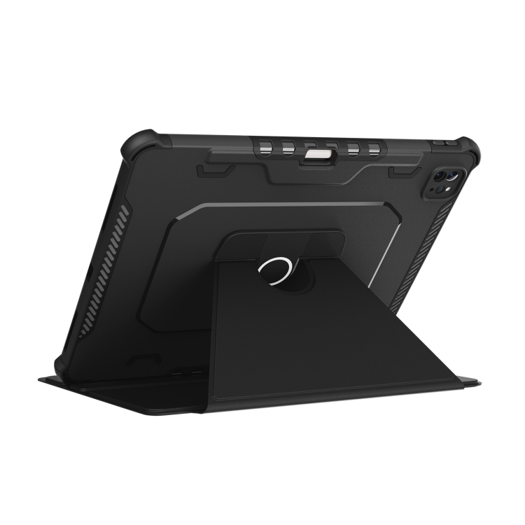 360 Degree Rotating Armored Smart Tablet Leather Case For iPad Pro 12.9 inch 2022/2021/2020/2018(Black)