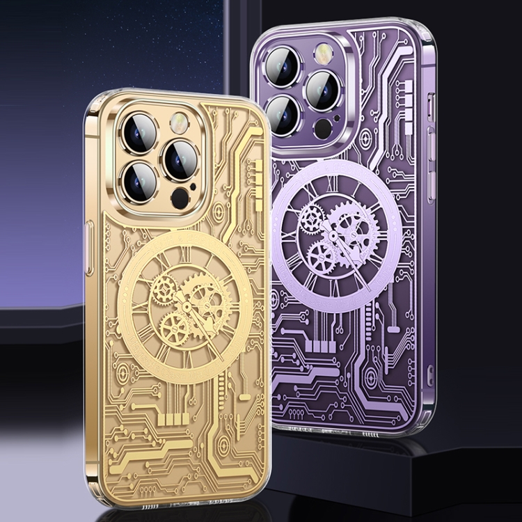 For iPhone 14 Punk Machinery MagSafe Magnetic Phone Case(Transparent Purple) For iPhone 14 Punk Machinery MagSafe Magnetic Phone Case(Transparent Purple)