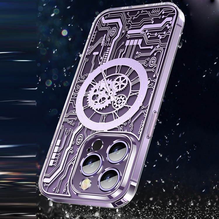 For iPhone 14 Punk Machinery MagSafe Magnetic Phone Case(Transparent Purple) For iPhone 14 Punk Machinery MagSafe Magnetic Phone Case(Transparent Purple)