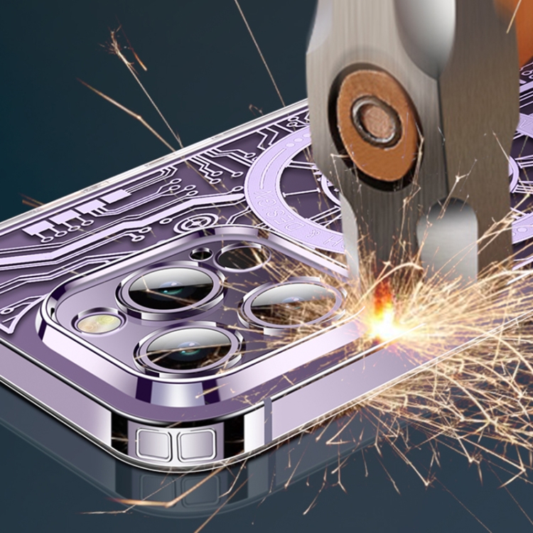 For iPhone 14 Punk Machinery MagSafe Magnetic Phone Case(Transparent Purple) For iPhone 14 Punk Machinery MagSafe Magnetic Phone Case(Transparent Purple)