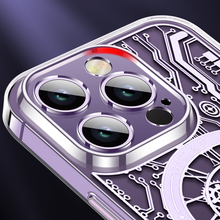 For iPhone 14 Punk Machinery MagSafe Magnetic Phone Case(Transparent Purple) For iPhone 14 Punk Machinery MagSafe Magnetic Phone Case(Transparent Purple)