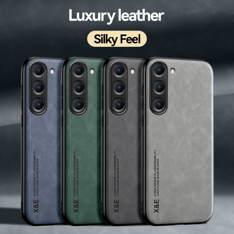 For Samsung Galaxy S23+ 5G Skin Feel Magnetic Leather Phone Case(Green)