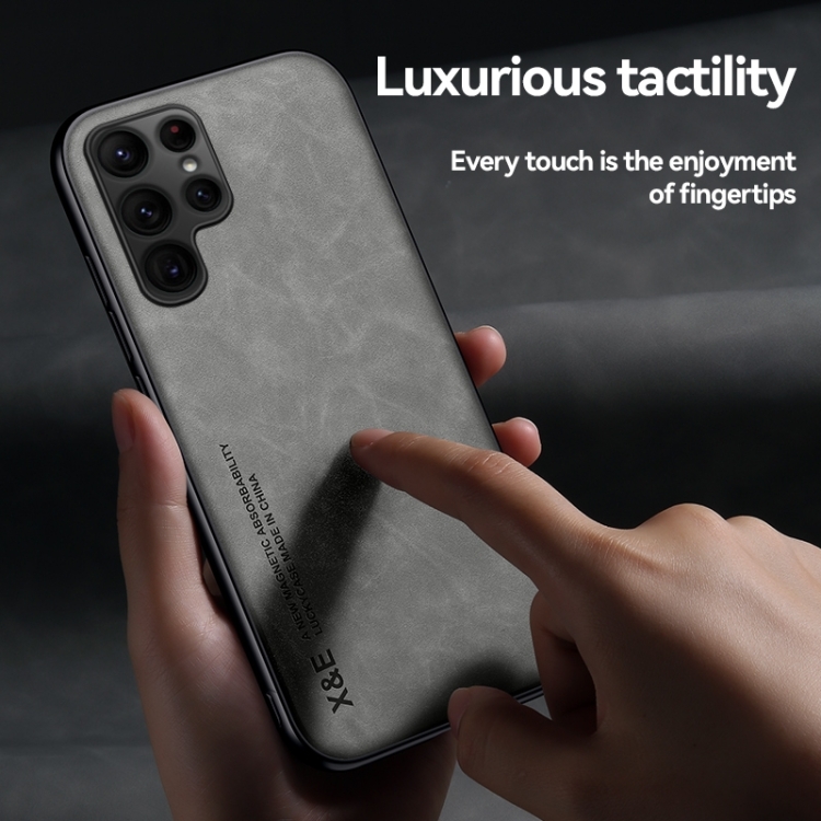 For Samsung Galaxy S23 Ultra 5G Skin Feel Magnetic Leather Phone Case(Green) For Samsung Galaxy S23 Ultra 5G Skin Feel Magnetic Leather Phone Case(Green)
