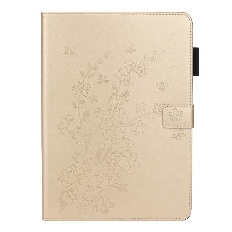 For iPad Pro 11 (2020) Plum Blossom Embossing Pattern Horizontal Flip Leather Tablet Case with Holder & Card Slot(Gold) For iPad Pro 11 (2020) Plum Blossom Embossing Pattern Horizontal Flip Leather Tablet Case with Holder & Card Slot(Gold)