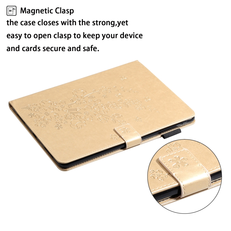 For iPad Pro 11 (2020) Plum Blossom Embossing Pattern Horizontal Flip Leather Tablet Case with Holder & Card Slot(Gold) For iPad Pro 11 (2020) Plum Blossom Embossing Pattern Horizontal Flip Leather Tablet Case with Holder & Card Slot(Gold)
