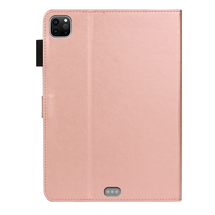 For iPad Pro 11 (2020) Diamond Encrusted Plum Blossom Embossing Pattern Horizontal Flip Leather Tablet Case with Holder & Card Slot(Rose Gold)